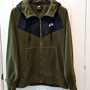 Nike Men's Full Zip-Up Hoodie, Size L, Olive Green / Black